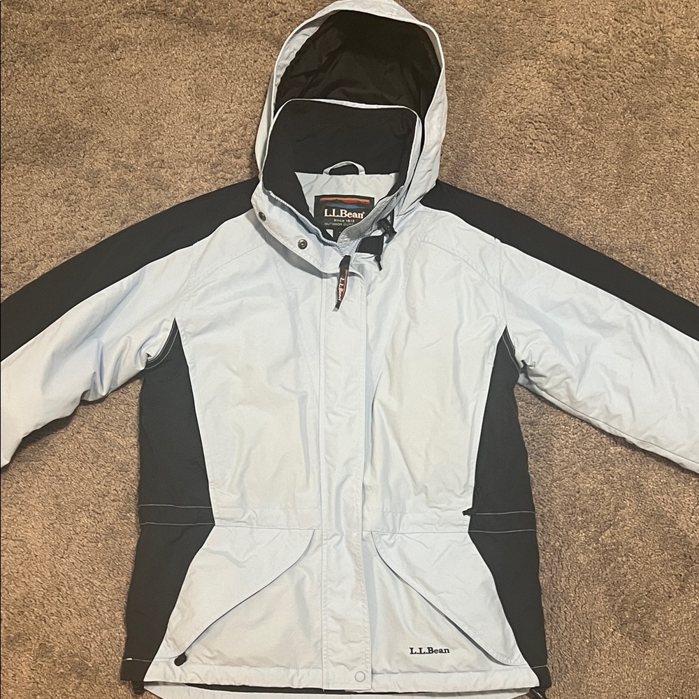 L.L. Bean Two-Tone Hooded Jacket in Black and Blue
